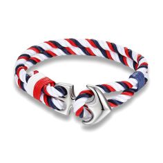 Bracelet ancre nautique, Bleu blanc rouge Clj Charles Le Jeune