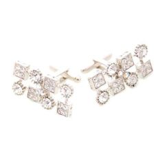 Boutons de manchette, Electra Blanc, Cristal Swarovski Shefaly