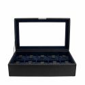 Ecrin 10 montres, Bond, noir intérieur bleu, vitré Friedrich 23