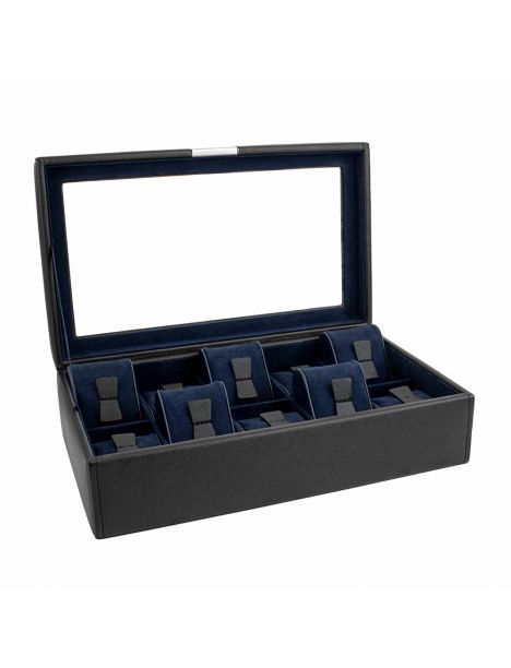 Ecrin 10 montres, Bond, noir intérieur bleu, vitré Friedrich 23