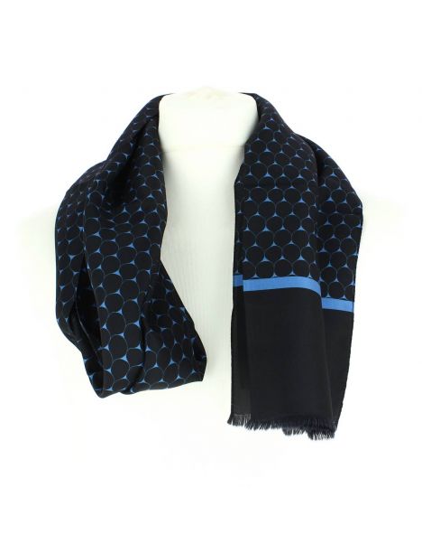 Echarpe en soie, Dufy Ecailles, noir et Bleu Brochier Soieries 1890