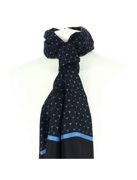 Echarpe en soie, Dufy Ecailles, noir et Bleu Brochier Soieries 1890