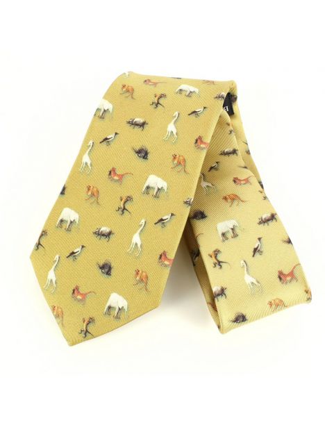 Cravate en soie, Bosch Le jardin des délices, ocre Brochier Soieries 1890