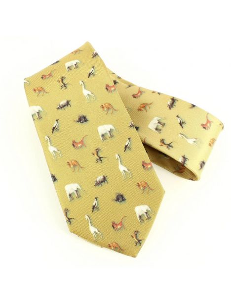 Cravate en soie, Bosch Le jardin des délices, ocre Brochier Soieries 1890