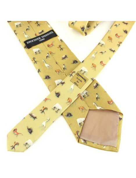 Cravate en soie, Bosch Le jardin des délices, ocre Brochier Soieries 1890