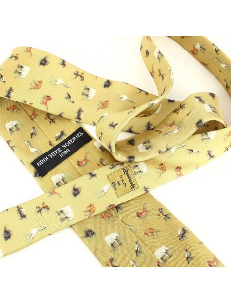 Cravate en soie, Bosch Le jardin des délices, ocre Brochier Soieries 1890