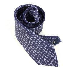 Cravate en soie, Calligraphie Chinoise, marine Brochier Soieries 1890