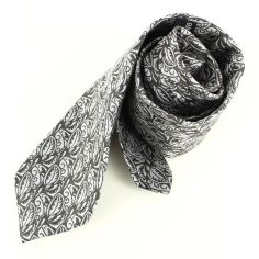 Cravate en soie, Dufy Feuilles et Vagues, vert gris Brochier Soieries 1890 2