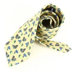 Cravate en soie, Dufy Papillons, beige-jaune Brochier Soieries 1890 2