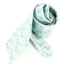 Cravate en soie, Léonard de Vinci Chevaux, Bleu Brochier Soieries 1890 2