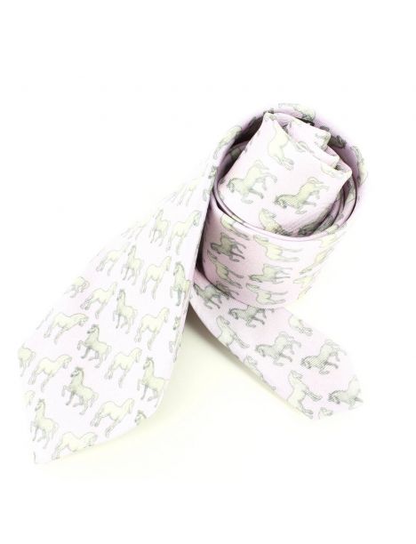 Cravate en soie, Léonard de Vinci Chevaux, Rose Brochier Soieries 1890