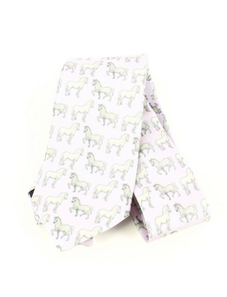 Cravate en soie, Léonard de Vinci Chevaux, Rose Brochier Soieries 1890