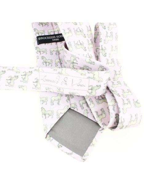 Cravate en soie, Léonard de Vinci Chevaux, Rose Brochier Soieries 1890