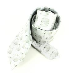 Cravate en soie, Léonard de Vinci L'Homme de Vitruve, gris Brochier Soieries 1890 2