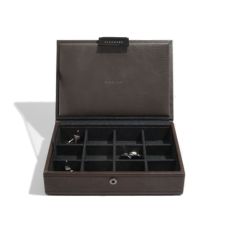 Coffret pour 12 Boutons de manchette, cuir végétalien Marron, Stacker Stackers UK