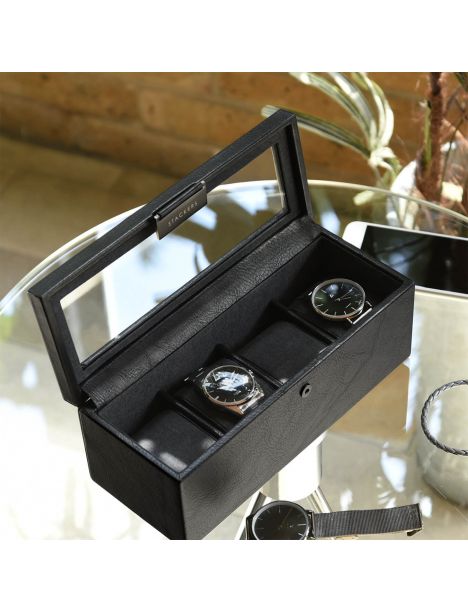 Ecrin rangement 4 montres, vitré noir Stackers UK