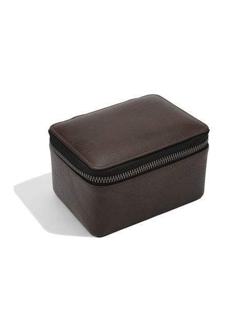 Ecrin rangement 2 montres, voyage, cuir végan marron Stackers UK