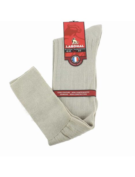 Mi bas uni à cotes, Argento 100% coton fil d'écosse Labonal