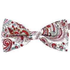 Noeud Papillon, coton, fleurs rouge Clj Charles Le Jeune 2