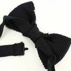Noeud papillon tricot Cornell noir Clj Charles Le Jeune 2