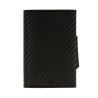 Porte carte Cascade Slim, Aluminium noir et cuir imprimé carbone, Ogon Design. Ogon Designs