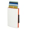 Porte carte Cascade Slim, Aluminium orange et cuir blanc Micerino, Ogon Design. Ogon Designs