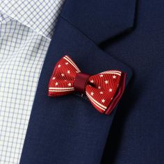 Boutonnière bordeaux, mini noeud papillon América Cravate Avenue Signature 2