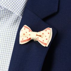 Boutonnière crème et rouge, mini noeud papillon América Cravate Avenue Signature 2