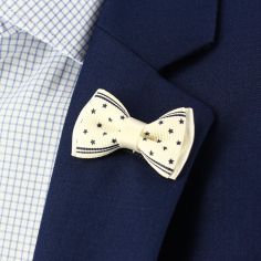 Boutonnière crème et marine, mini noeud papillon América Cravate Avenue Signature 2