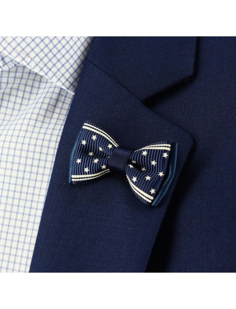 Boutonnière Bleu marine, mini noeud papillon América Cravate Avenue Signature