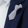 Boutonnière, mini cravate pied de poule Bleu Cravate Avenue Signature