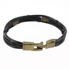 Bracelet Cuir Silba Noir Clj Charles Le Jeune