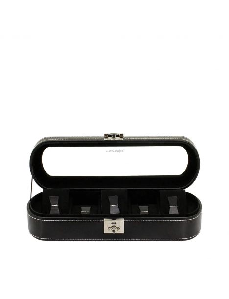Ecrin 5 montres, cuir, Collection London noir Friedrich 23