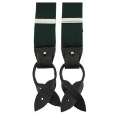 Bretelle 3 attaches Hercule, vert. Cuir noir Tony & Paul