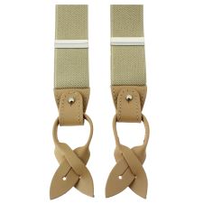 Bretelle 3 attaches Hercule, beige. Cuir marron clair Tony & Paul