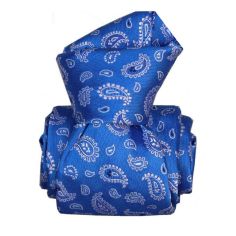 Cravate Segni Disegni Luxe, Faite main. Paisley Bleu Segni et Disegni