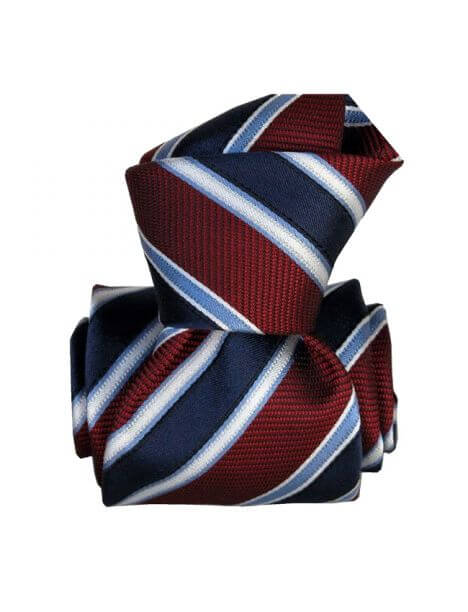 Cravate Segni Disegni Luxe, Faite main Pise. Rayée marine et Bordeaux Segni et Disegni