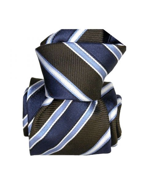 Cravate Segni Disegni Luxe, Faite main Pise. Rayée marine et Marron Segni et Disegni Cravates