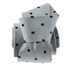 Cravate CLJ, gris, motifs fleurs Clj Charles Le Jeune