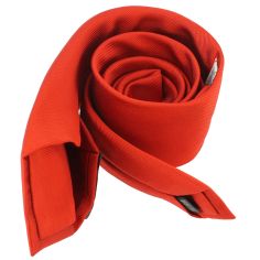 Cravate soie 6 plis,  Rouge Geraneo, Faite à la main