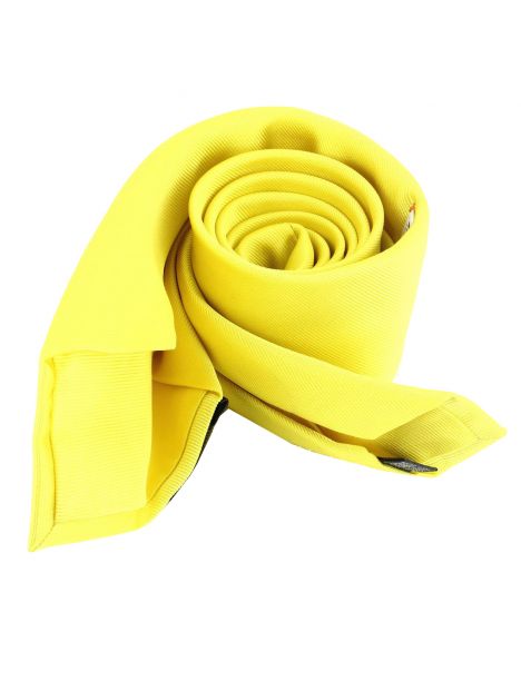 Cravate soie 6 plis, jaune Citron, Faite à la main Tony & Paul