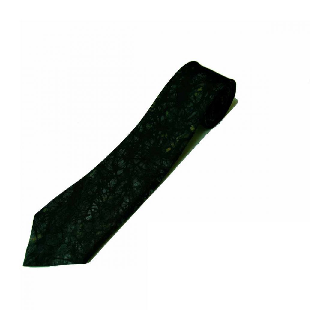 Cravate en soie, Pièce unique peinte à la main Vert design Soie libre