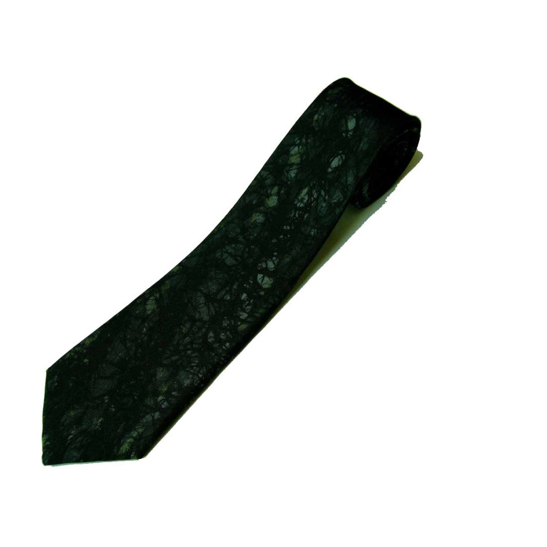 Cravate en soie, Pièce unique peinte à la main Vert urbain Soie libre