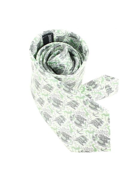 Cravate en soie, Dufy Eléphants, vert Brochier Soieries 1890