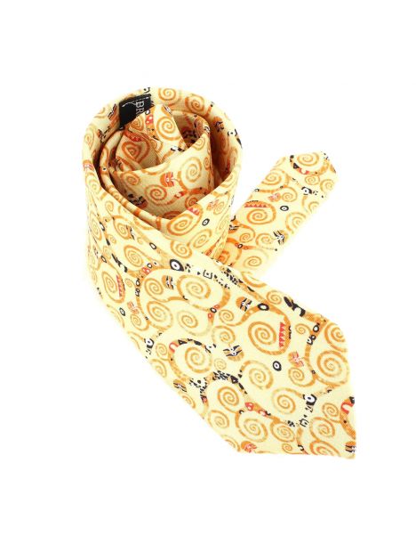 Cravate en soie, Klimt Arbre de Vie, beige Brochier Soieries 1890