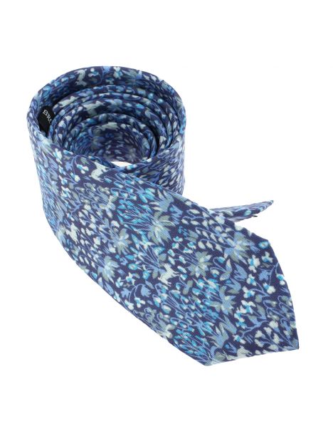 Cravate en soie, Mille Fleurs, Bleu Brochier Soieries 1890