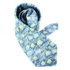 Cravate en soie, Monet Nymphéas, Bleu Brochier Soieries 1890