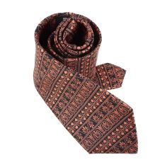Cravate en soie, Palmettes Grecques, noir et brique Brochier Soieries 1890