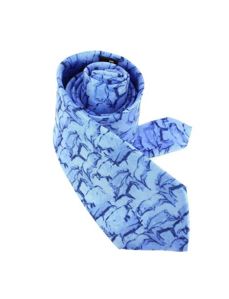 Cravate en soie, Préhistoire, Bleu Brochier Soieries 1890