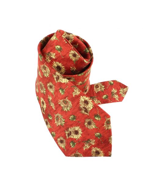 Cravate en soie, Van Gogh Tournesols, rouge Brochier Soieries 1890